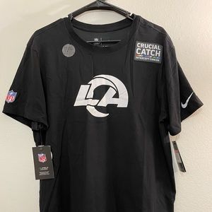 Nike NFL Los Angeles Rams Crucial Catch Intercept Cancer T-Shirt Size Large